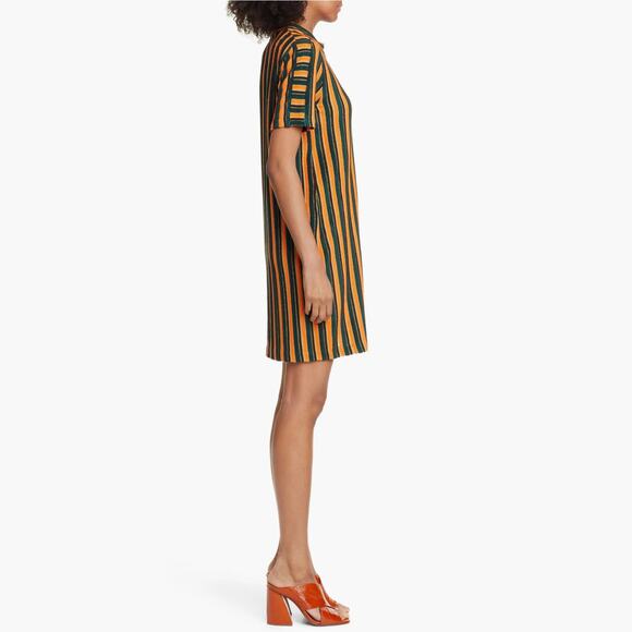 STAUD Striped Green and Tan Midi Dress - Picture 9 of 16